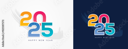 Happy new year 2025 design. Colorful truncated number illustrations. 2025 vector design for poster, banner, greeting and new year celebration.