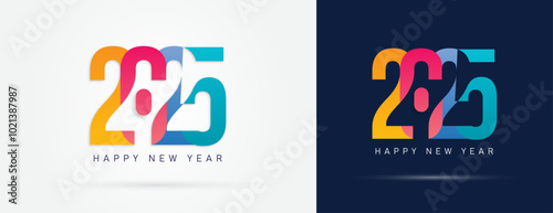 Happy new year 2025 design. Colorful truncated number illustrations. 2025 vector design for poster, banner, greeting and new year celebration.