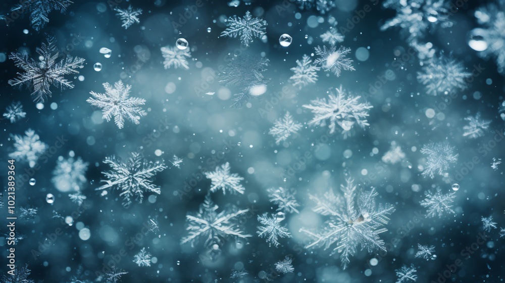 Snowflakes on a metal surface during a winter storm Snowflakes on a metal surface during a winter storm