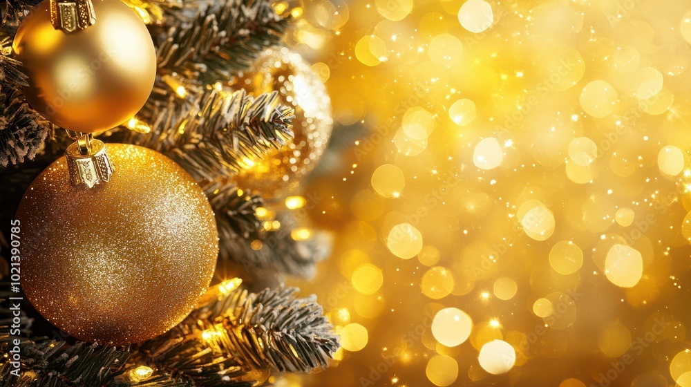 Christmas golden glowing background. Holiday abstract glitter defocused backdrop with blinking tars and garlands. Blurred gold bokeh Christmas golden glowing background. Holiday abstract glitter defocused backdrop with blinking tars and garlands. Blurred gold bokeh