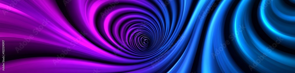 A dynamic, abstract spiral pattern with a large dark area for text