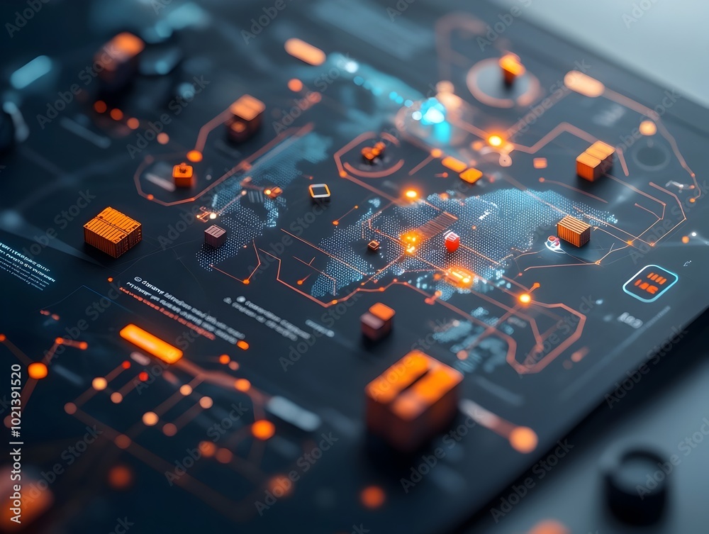 Intuitive 3D logistics dashboard with interactive map charting global ...