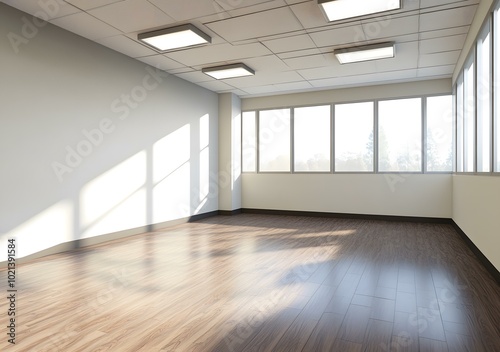 Wallpaper Mural Empty Room with Large Windows and Wood Floor Torontodigital.ca