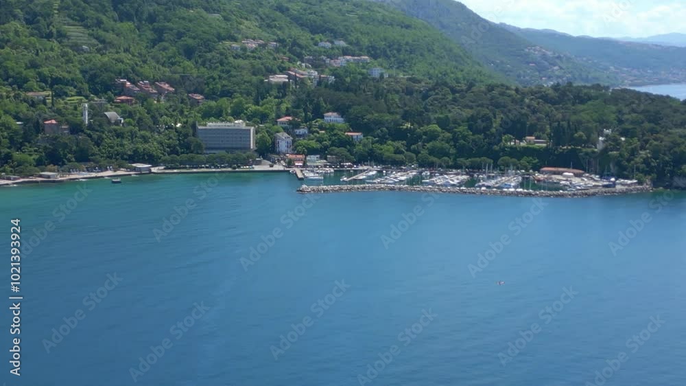 The Gulf of Trieste, its high cliffs and the Miramare Castle The Gulf of Trieste, its high cliffs and the Miramare Castle