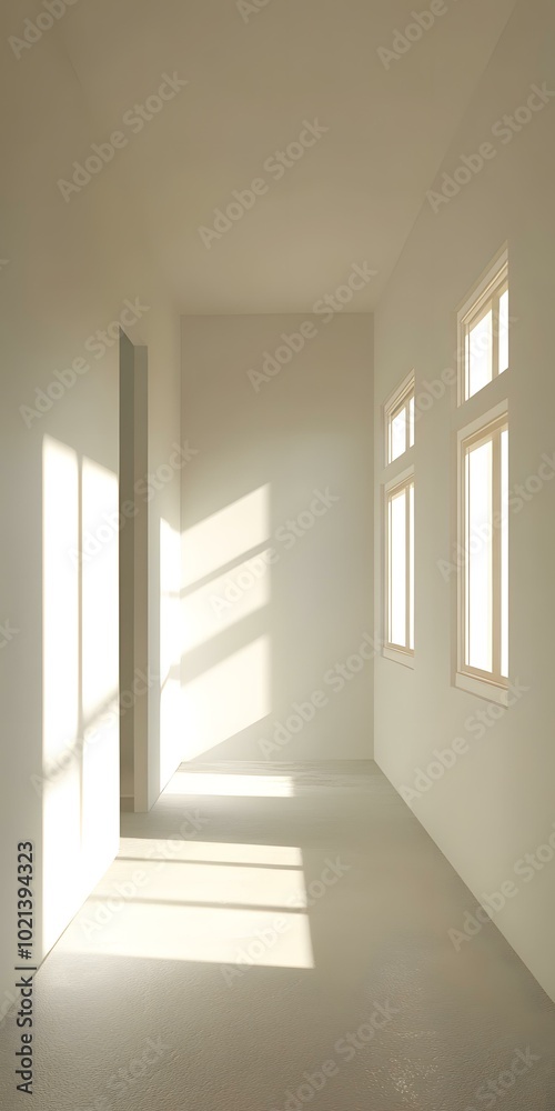 Empty Room with Sunlight Shining Through Windows Empty Room with Sunlight Shining Through Windows