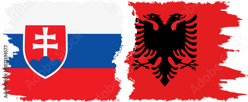 Photography Albania and Slovakia grunge flags connection, vector