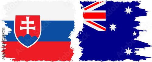 Australia and Slovakia grunge flags connection, vector