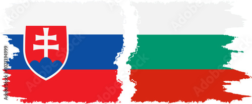 Bulgaria and Slovakia grunge flags connection, vector