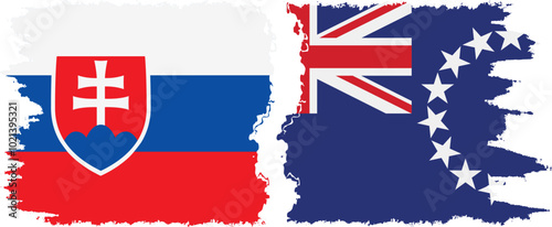 Photography Cook Islands and Slovakia grunge flags connection, vector