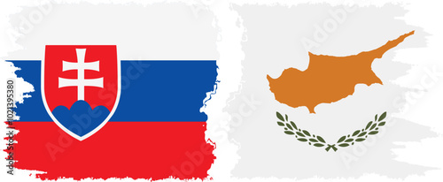 Photography Cyprus and Slovakia grunge flags connection, vector
