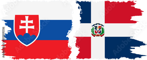 Dominican Republic and Slovakia grunge flags connection, vector