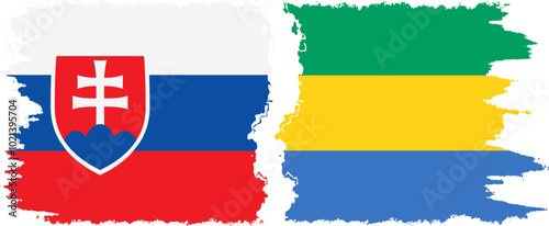 Photography Gabon and Slovakia grunge flags connection, vector