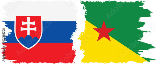 Photography French Guiana and Slovakia grunge flags connection, vector