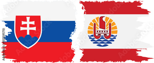 Canvas Print French Polynesia and Slovakia grunge flags connection, vector