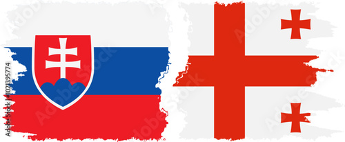 Georgia and Slovakia grunge flags connection, vector