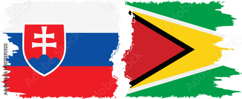 Canvas Print Guyana and Slovakia grunge flags connection, vector