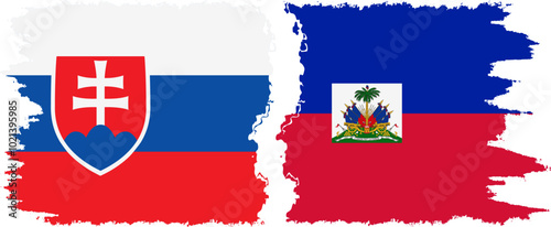 Photography Haiti and Slovakia grunge flags connection, vector