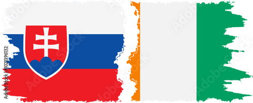 Photography Ivory Coast and Slovakia grunge flags connection, vector
