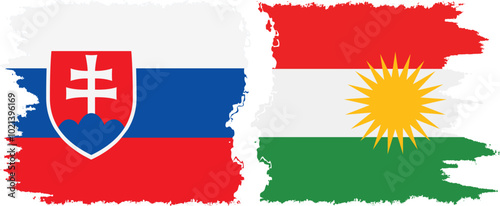 Photography Kurdistan and Slovakia grunge flags connection, vector
