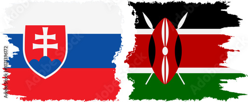 Photography Kenya and Slovakia grunge flags connection, vector