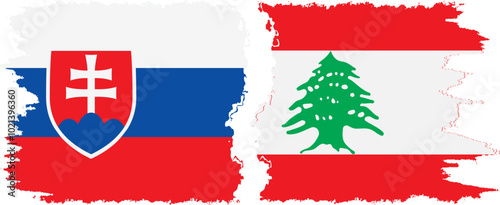 Photography Lebanon and Slovakia grunge flags connection, vector
