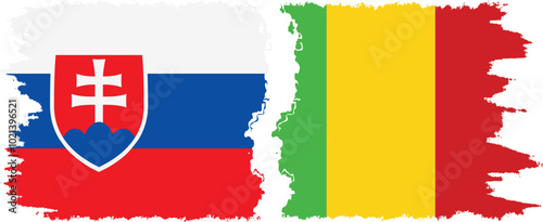 Canvas Print Mali and Slovakia grunge flags connection, vector