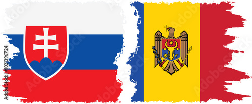 Moldova and Slovakia grunge flags connection, vector