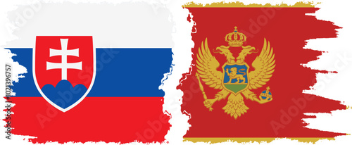 Photography Montenegro and Slovakia grunge flags connection, vector