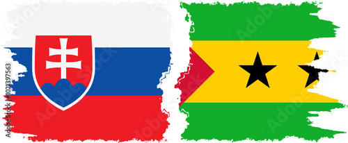Sao Tome and Principe and Slovakia grunge flags connection, vector