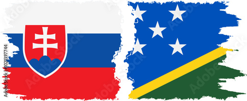 Photography Solomon Islands and Slovakia grunge flags connection, vector