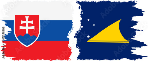 Canvas Print Tokelau and Slovakia grunge flags connection, vector