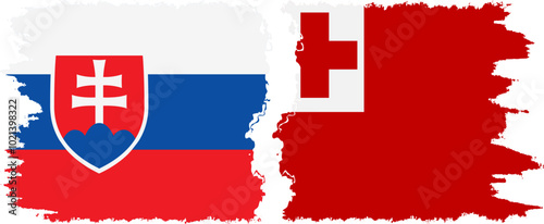 Photography Tonga and Slovakia grunge flags connection, vector