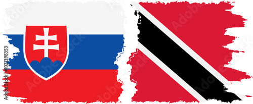 Photography Trinidad and Tobago and Slovakia grunge flags connection, vector