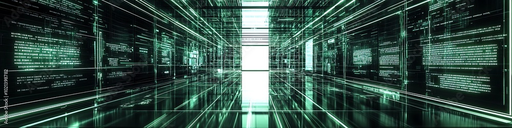 A futuristic digital matrix with a wide area for text A futuristic digital matrix with a wide area for text