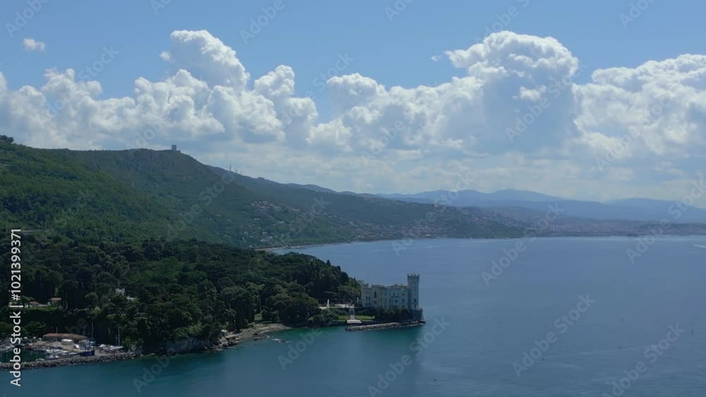 The Gulf of Trieste, its high cliffs and the Miramare Castle