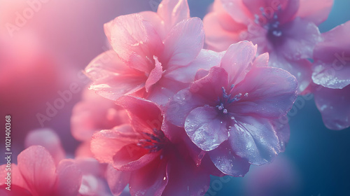 Pink Flower Petals with Dew Drops - Illustration