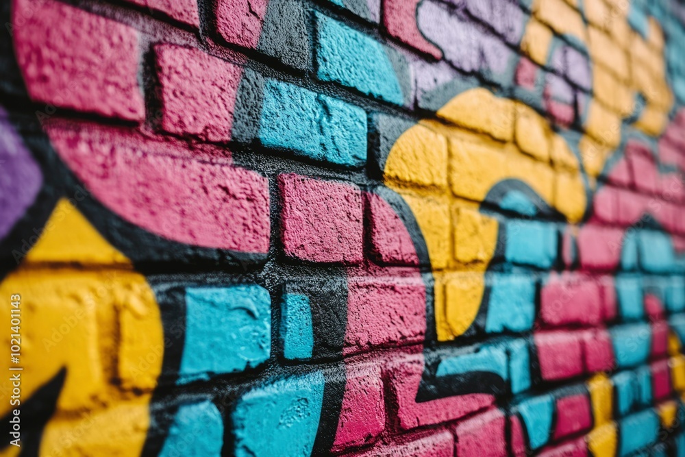 Abstract Colorful Graffiti on Brick Wall Abstract Colorful Graffiti on Brick Wall