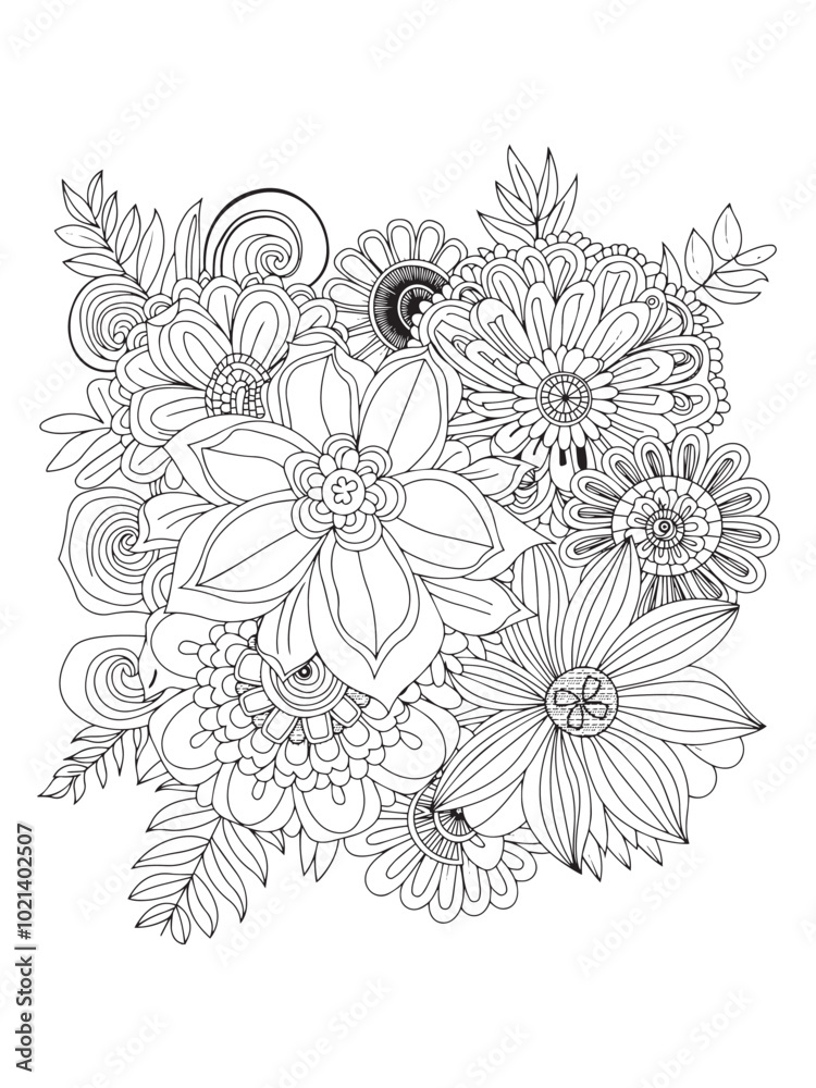 Fototapeta premium Vintage floral pattern with abstract flowers and leaves