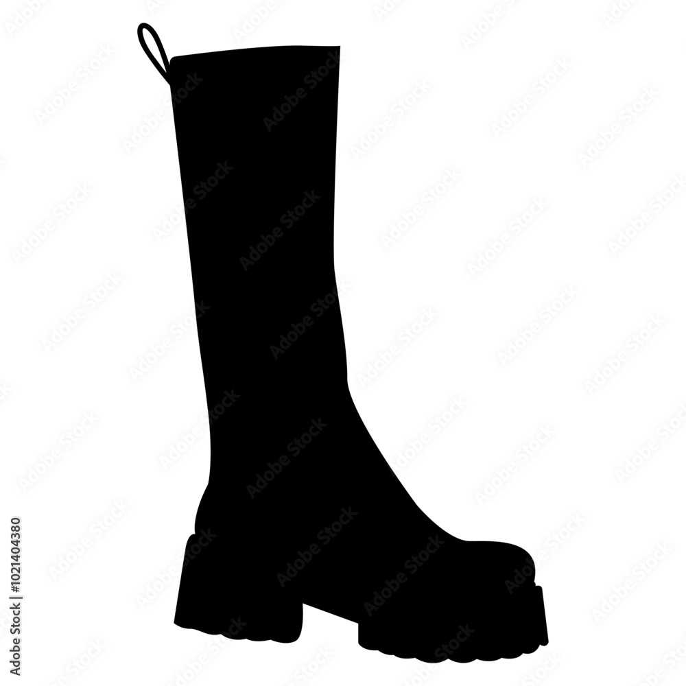 silhouette of a high boot with a rough sole silhouette of a high boot with a rough sole