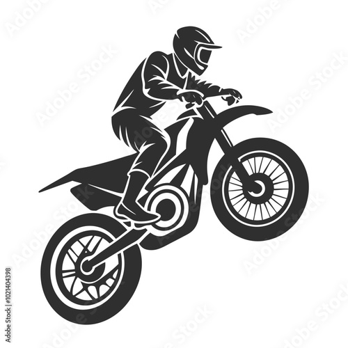 Motocross Biker Silhouette Wheelie Illustration.
Dynamic Dirt Bike Rider Silhouette Art.
Motocross Rider Performing a Wheelie.