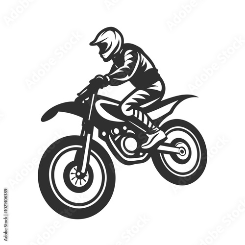 Motocross Biker Silhouette Wheelie Illustration.
Dynamic Dirt Bike Rider Silhouette Art.
Motocross Rider Performing a Wheelie.