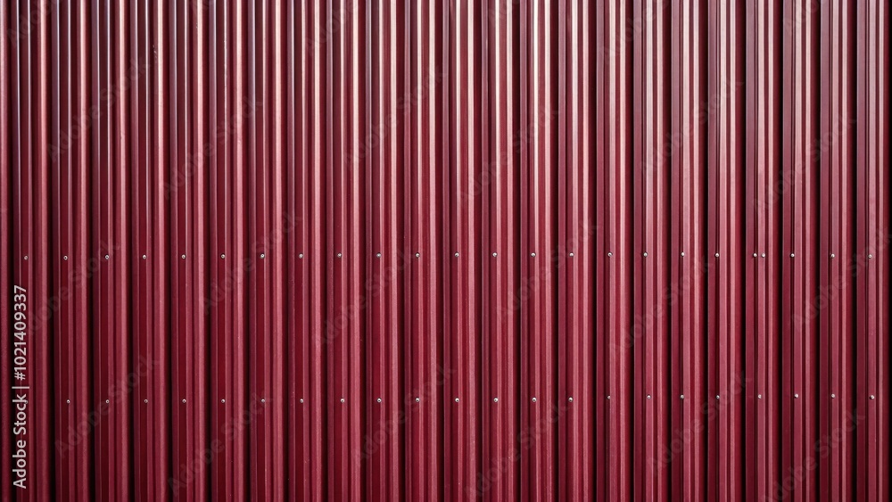 A seamless pattern of corrugated metal siding in a deep burgundy hue, with a subtle sheen and regular rows of silver rivets. A seamless pattern of corrugated metal siding in a deep burgundy hue, with a subtle sheen and regular rows of silver rivets.
