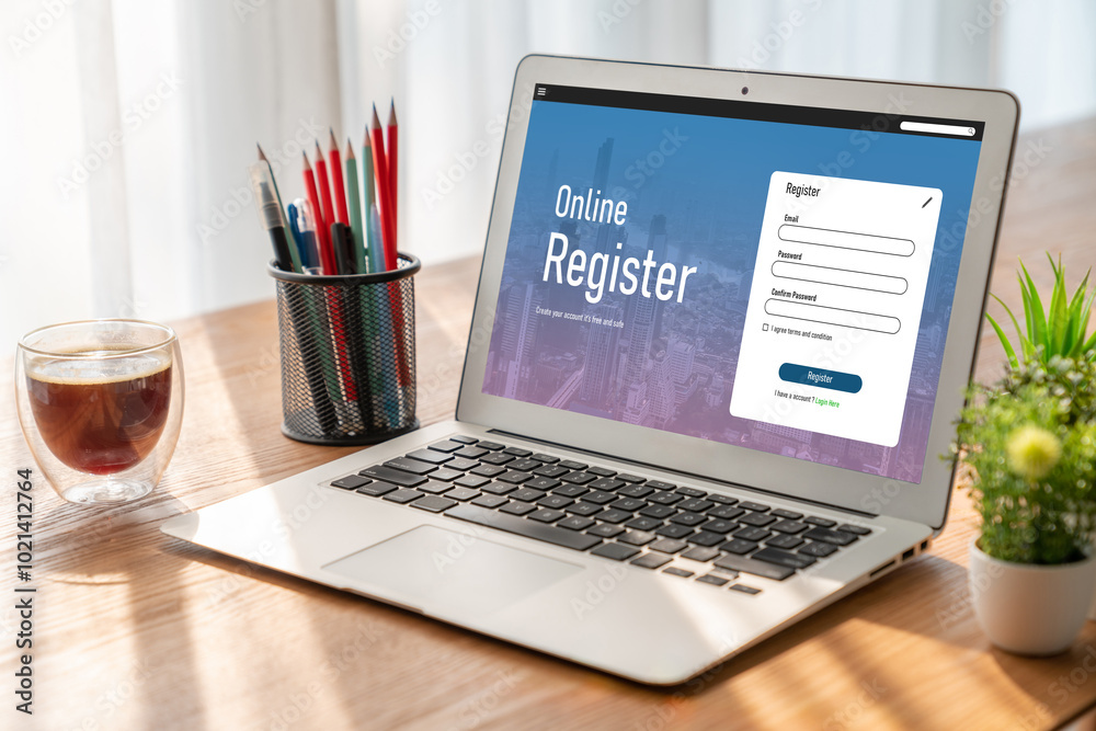 Fototapeta premium Online registration form for modish form filling on the internet website