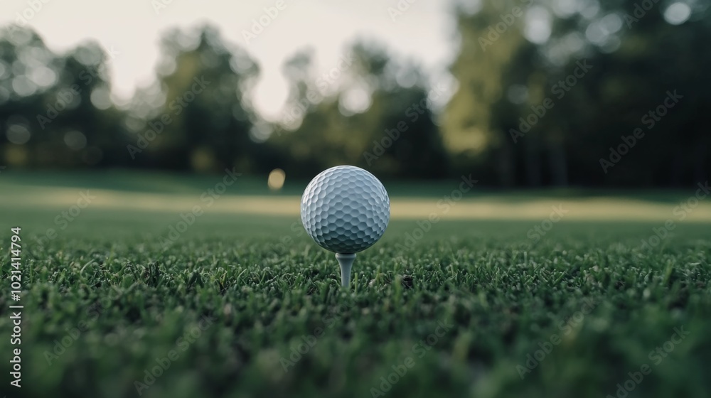 Golf Ball on Tee in Lush Green Field Golf Ball on Tee in Lush Green Field