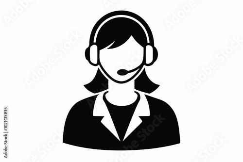  Customer service girl vector, Customer service woman vector silhouette illustration 