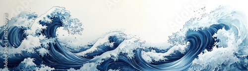 Dynamic ocean waves captured in stunning detail, showcasing the power and beauty of nature's ebb and flow in rich blue tones.