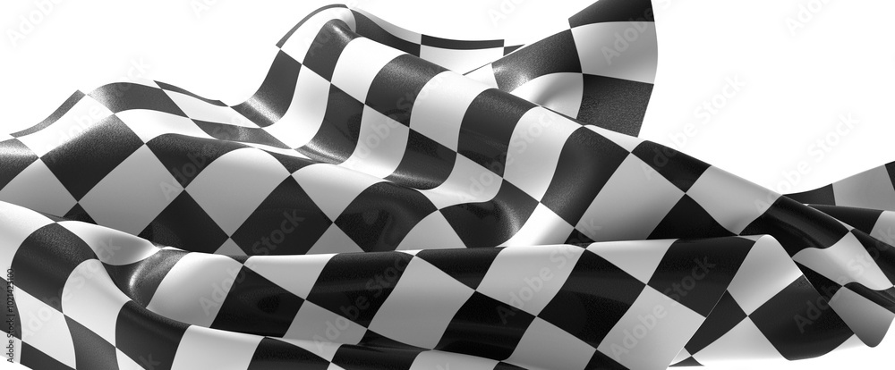 Naklejka premium The checkered flag waves in the air Victory is in sight