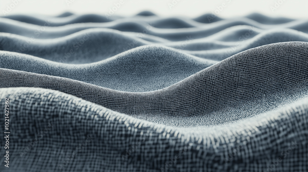 Fototapeta premium Abstract blue fabric with wavy surface.