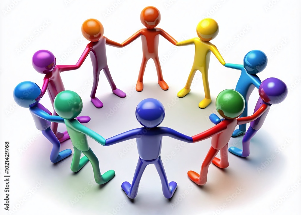 Group of stickman figures in various poses representing teamwork, unity, and collaboration concepts Group of stickman figures in various poses representing teamwork, unity, and collaboration concepts