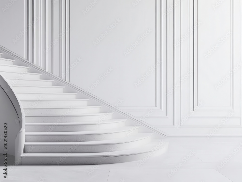 Obraz premium Detailed design of an elegant curved staircase in a grand ballroom, ballroom staircase, luxury event space